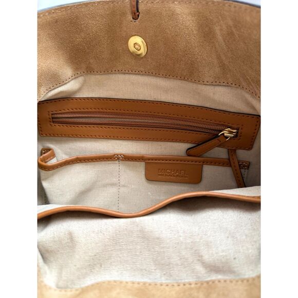 Michael Kors Vivian Large Suede Leather Hobo Bag Acorn Brown Crossbody Strap - Picture 7 of 9